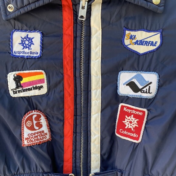 Vintage Lake Forest Custom Quality Winter Coat Size Med With Ski Patches Sewn On - Picture 4 of 12